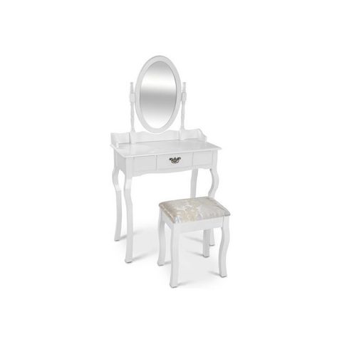 WHITE LABEL - Tocador-WHITE LABEL-Coiffeuse avec tabouret et miroir