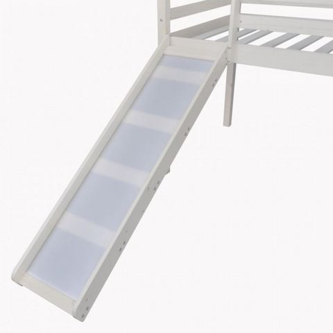 WHITE LABEL - Cama para niño-WHITE LABEL-Lit mezzanine blanc avec toboggan et échelle