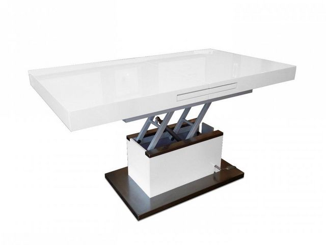 WHITE LABEL - Mesa de centro de altura regulable-WHITE LABEL-Table basse relevable extensible SETUP blanc brill