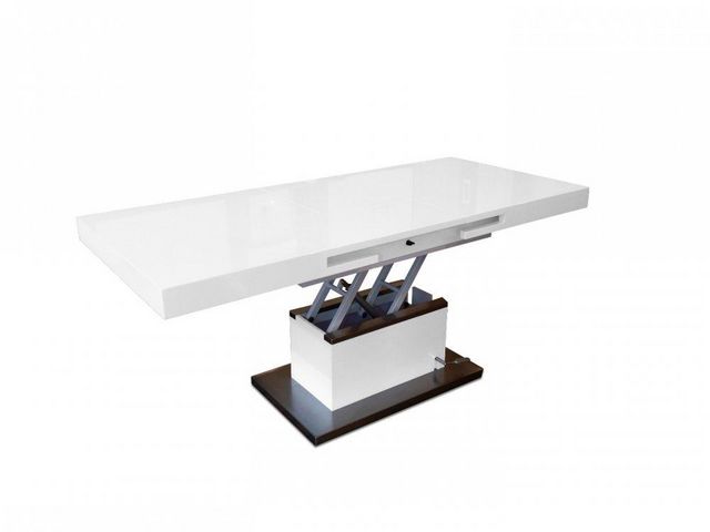 WHITE LABEL - Mesa de centro de altura regulable-WHITE LABEL-Table basse relevable extensible SETUP blanc brill