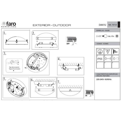 FARO - Plafón para exterior-FARO-Plafonnier rond extérieur Dakyu D34 cm IP65