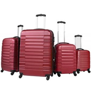 WHITE LABEL - lot de 4 valises bagage abs bordeaux - Trolley / Valigia Con Ruote