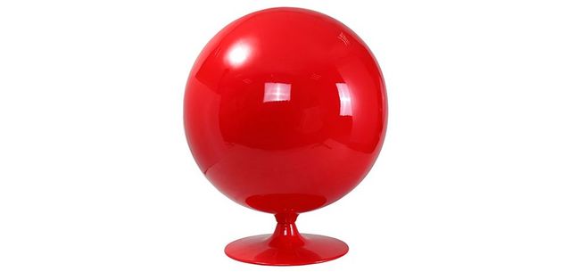 STUDIO EERO AARNIO - Poltrona e pouf-STUDIO EERO AARNIO-Fauteuil Ballon Aarnio coque rouge interieur blanc