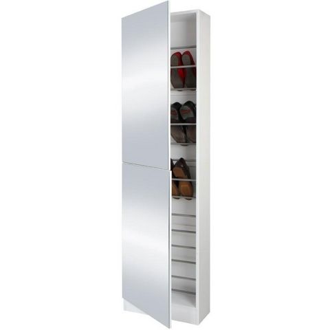 WHITE LABEL - Scarpiera-WHITE LABEL-Meuble armoire à chaussure bois miroir