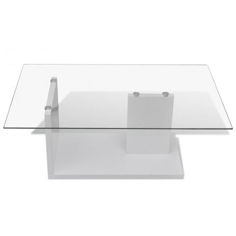 WHITE LABEL - Tavolino rettangolare-WHITE LABEL-Table basse design blanche verre