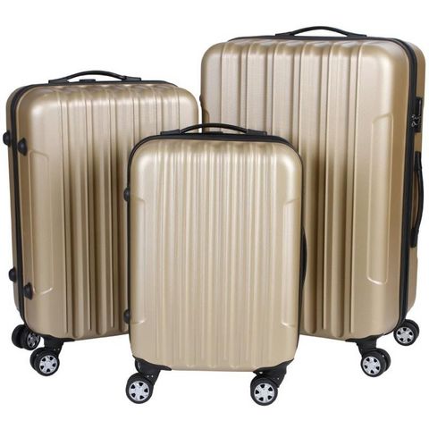 WHITE LABEL - Trolley / Valigia con ruote-WHITE LABEL-Lot de 3 valises bagage rigide or