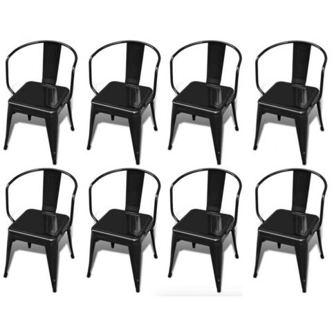 WHITE LABEL - Sedia-WHITE LABEL-8 chaises de salle à manger acier factory