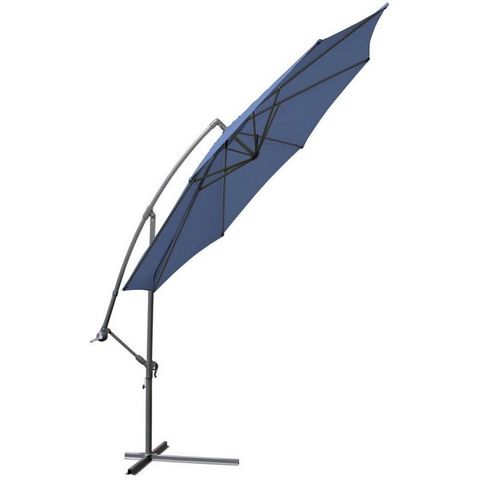 WHITE LABEL - Ombrellone con braccio laterale-WHITE LABEL-Parasol déporté de 3,5 m bleu + Housse