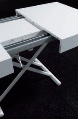 WHITE LABEL - Tavolino alzabile-WHITE LABEL-Table basse relevable extensible BLOCK design blan